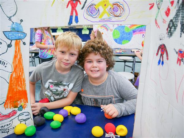 Students participating in Market Day. 